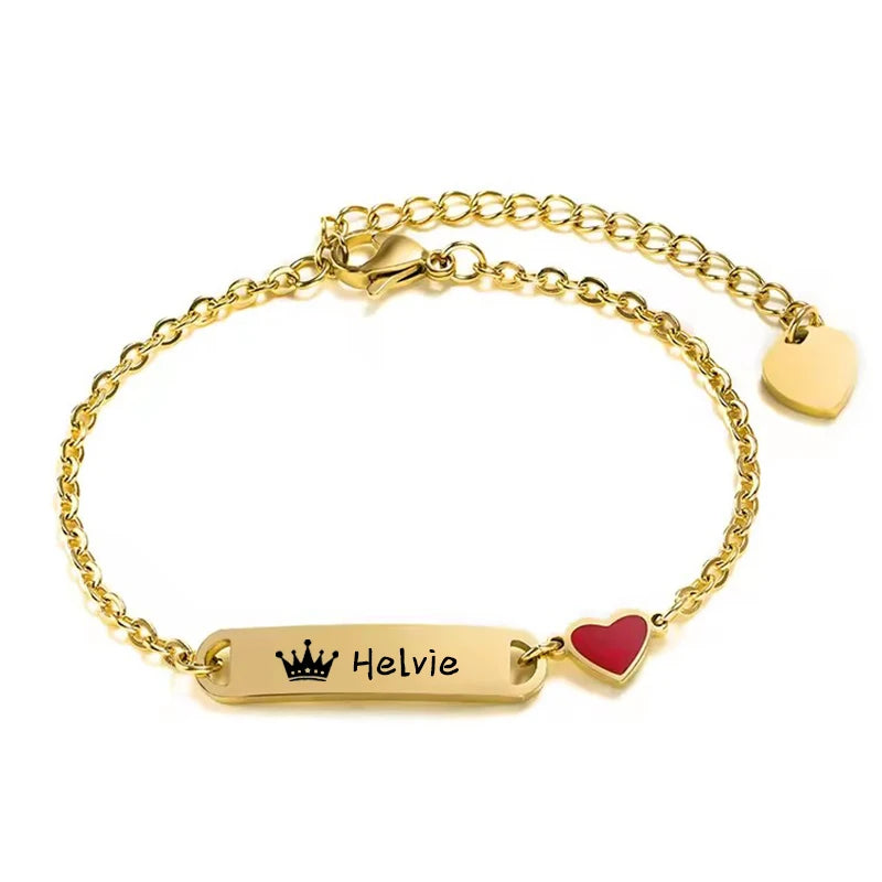 Personalisierte Baby Namen Armbänder 14K Vergoldet Benutzerdefinierte ID Armbänder für Mädchen Jungen Individuelle Text Armbänder Neugeborenen Geschenk