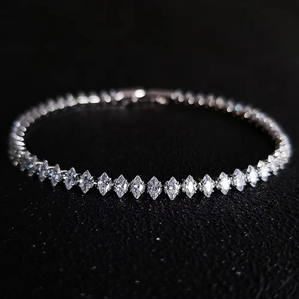 Luxus römische Kristall geometrische Kettenarmbänder für Frauen Trendige Goth Voll Strass Marquise Charm Tennis Armband Hochzeit Schmuck