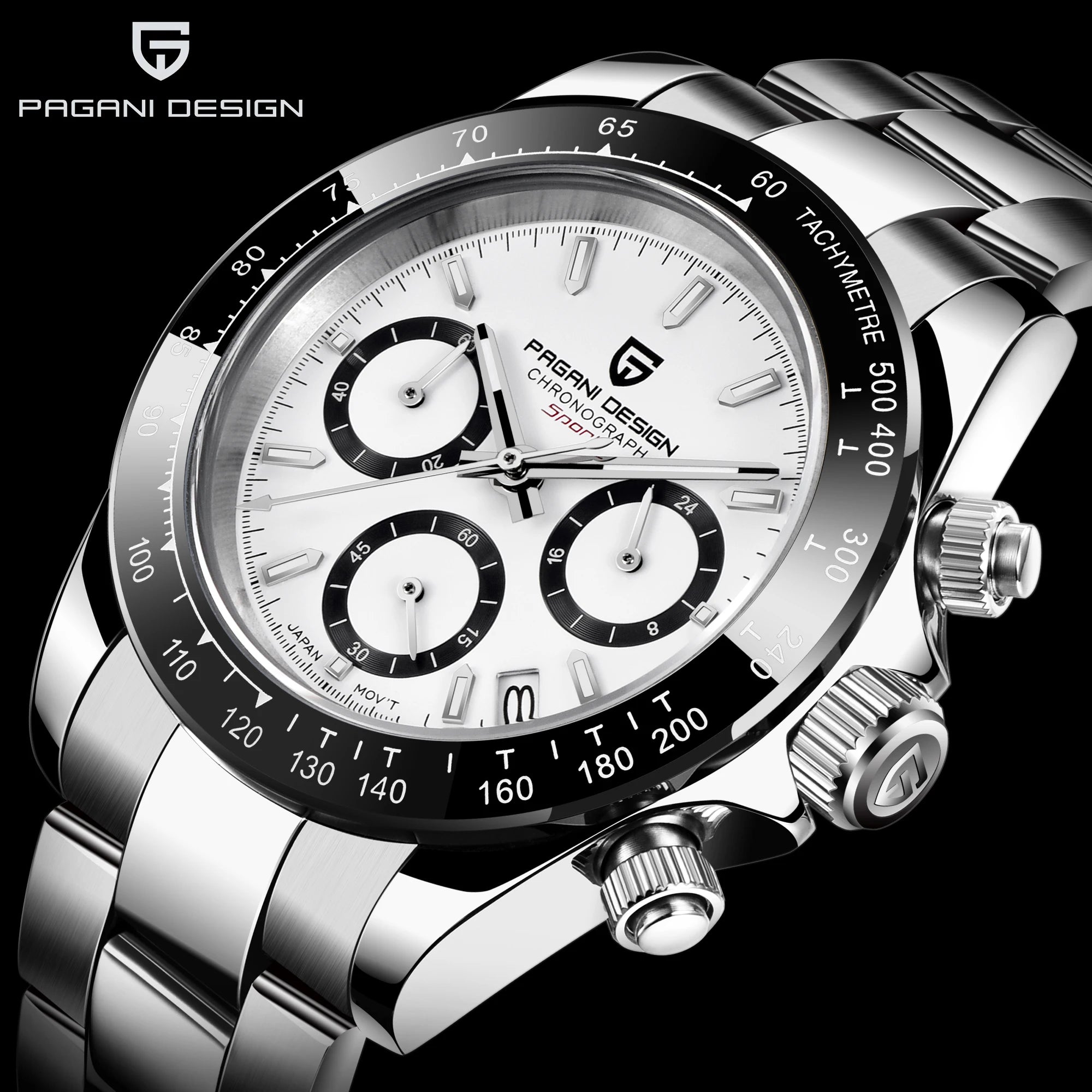 PAGANI DESIGN Nuevo Reloj de Pulsera de Cuarzo para Hombre con Bisel Cerámico, Lujoso Cristal de Zafiro, Cronógrafo, Resistente al Agua 100m, Relojes de Acero Inoxidable para Hombre