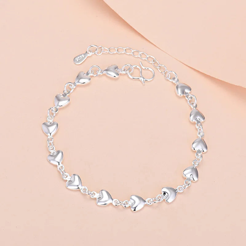 925 Sterling Silber Glücksperlen-Charm-Armbänder für Damen, Paar-Ketten, runde Armreifen, Luxus-Schmuckzubehör, Großhandel