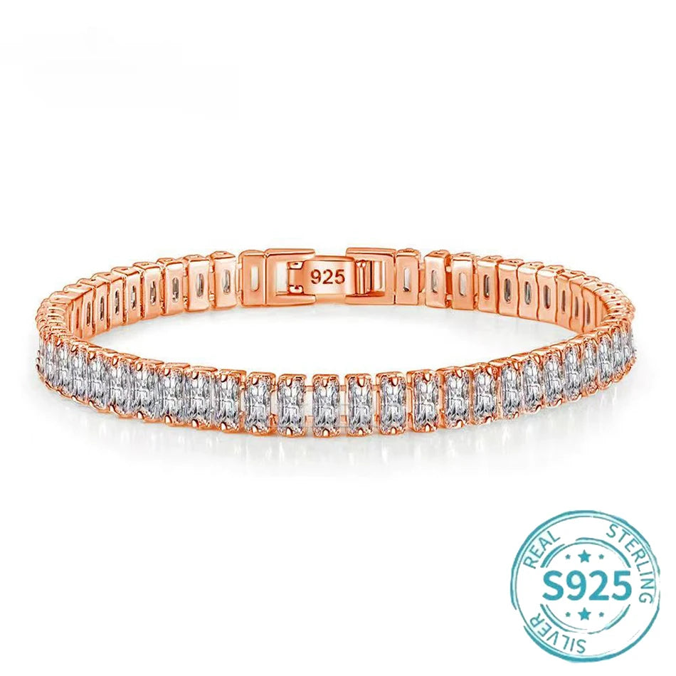 ALIZERO S925 Sterling Silber Armband Original Mehrfarbige Zirkonia Tennisarmbänder für Damen Mode Luxus Charm Schmuck