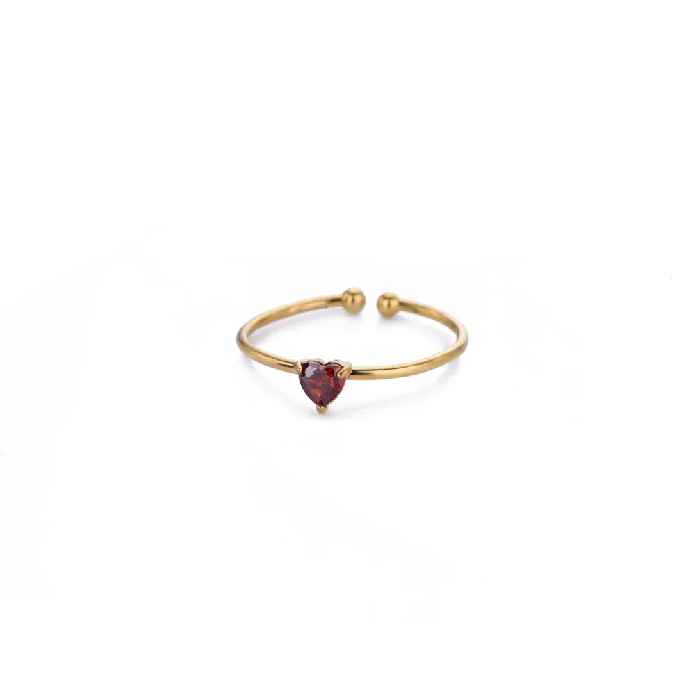 Mode Zirkon Herz Geburtssteinringe für Damen Edelstahl Goldfarbe Geburtssteinring Ästhetischer Hochzeitsschmuck Geschenk