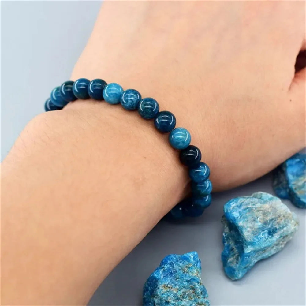 1 Stück Apatit-Armband, blauer Farbton, Herren- und Damenarmband, kreativer Trend, minimalistischer Stil, Armband, tägliches Accessoire