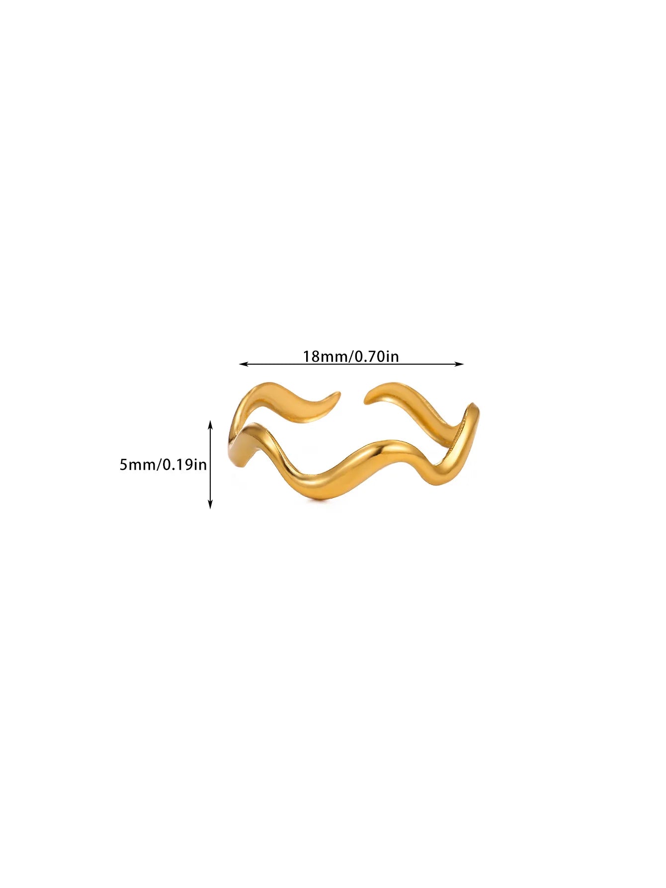 Vintage Geometrische Wellenringe für Frauen Edelstahl Goldfarbe Verstellbarer Ring Ästhetischer Hochzeitsschmuck Geschenk Kostenloser Versand