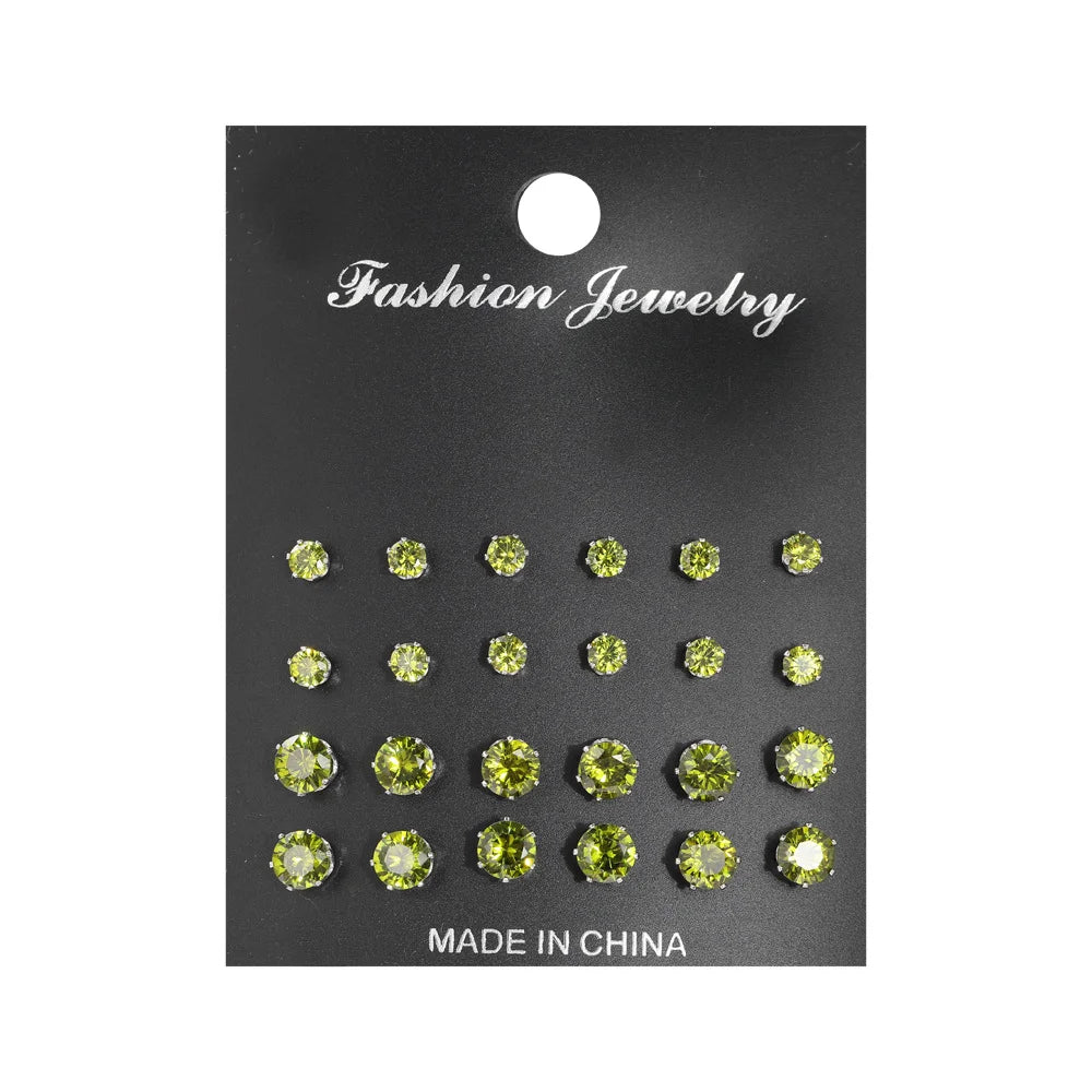 12 Paar Zirkonia-Ohrringe Set, brillante, glänzende Ohrstecker für Frauen, schlichter Perlen-Unregelmäßiger Trendy Schmuck Zubehör 2024 Neu