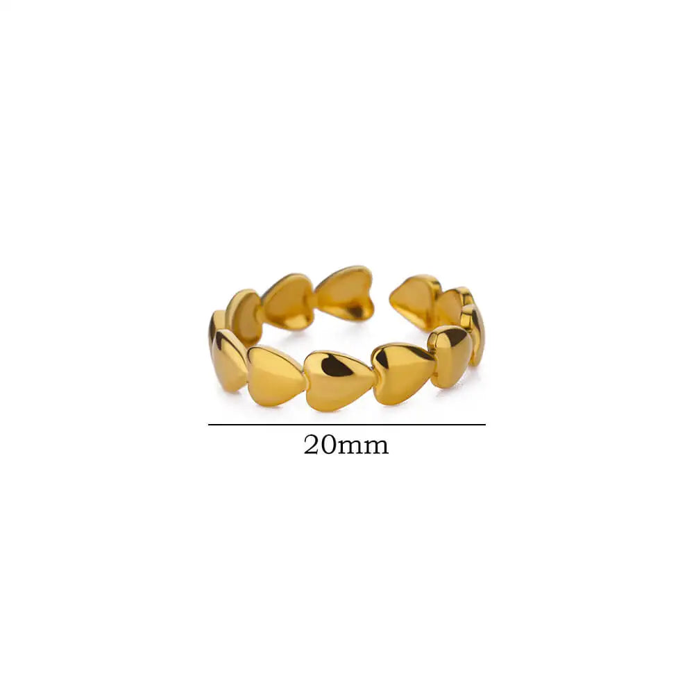 Edelstahl Herzringe für Damen, verstellbarer, goldfarbener Herzring, Hochzeitspaar, Weihnachtsgeschenke, Partygeschenke
