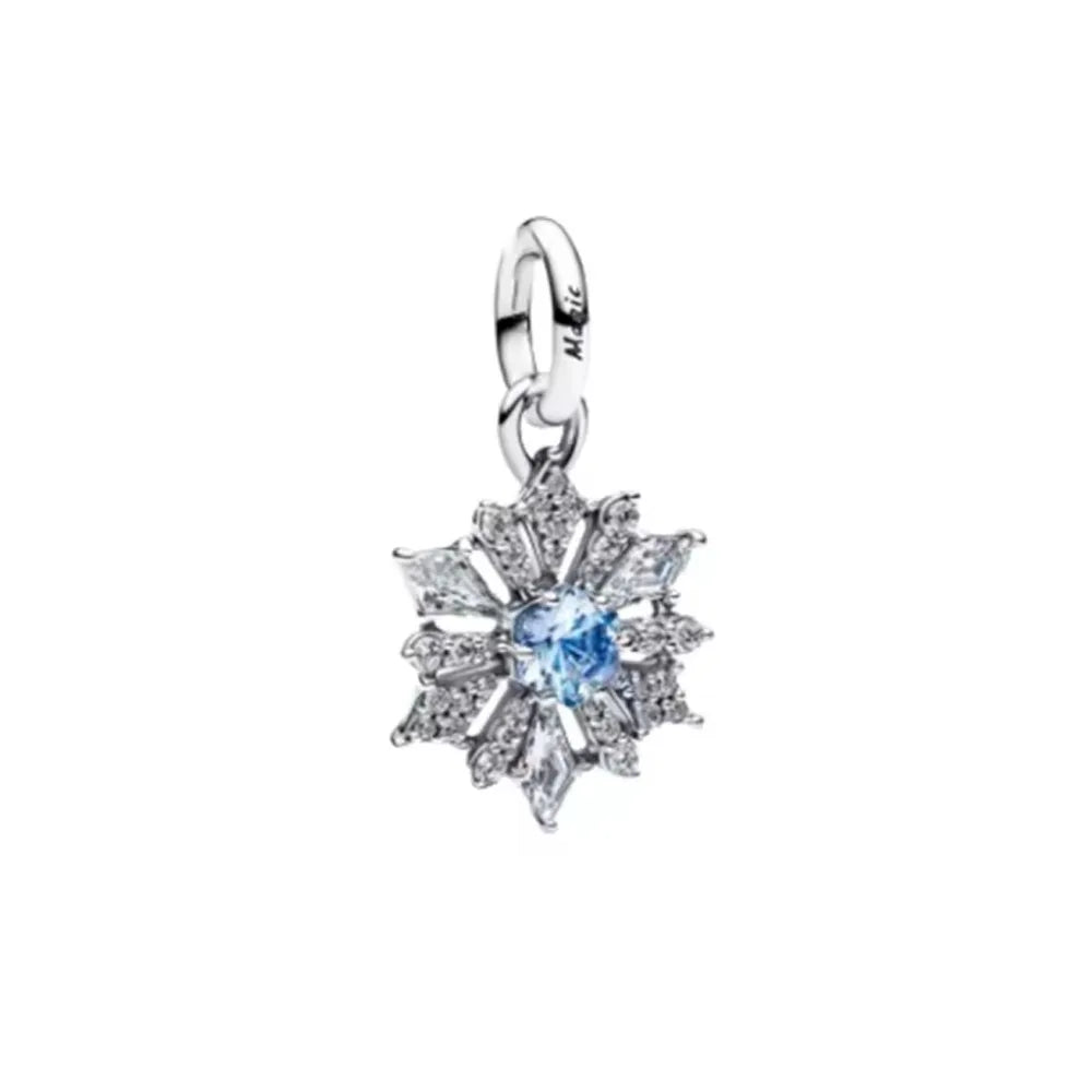 Europäische Sommer Blaue Serie Schildkrötenblumen-Anhänger Passend für S925 Europäisches 925 Sterling Silber Armband Armreifen Halskette