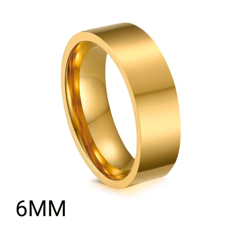 2mm 4mm 6mm 8mm Edelstahl Ehering für Damen Flache Fingerringe Mode Bijoux Femme Verlobungsschmuck