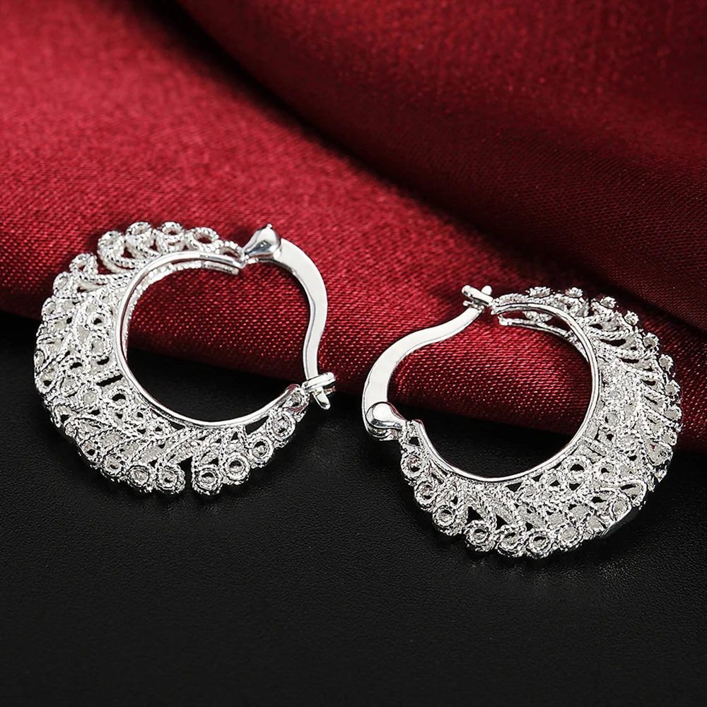 Pendientes de aro redondos simples de plata de ley 925 de alta calidad para mujer, joyería de moda para boda y compromiso