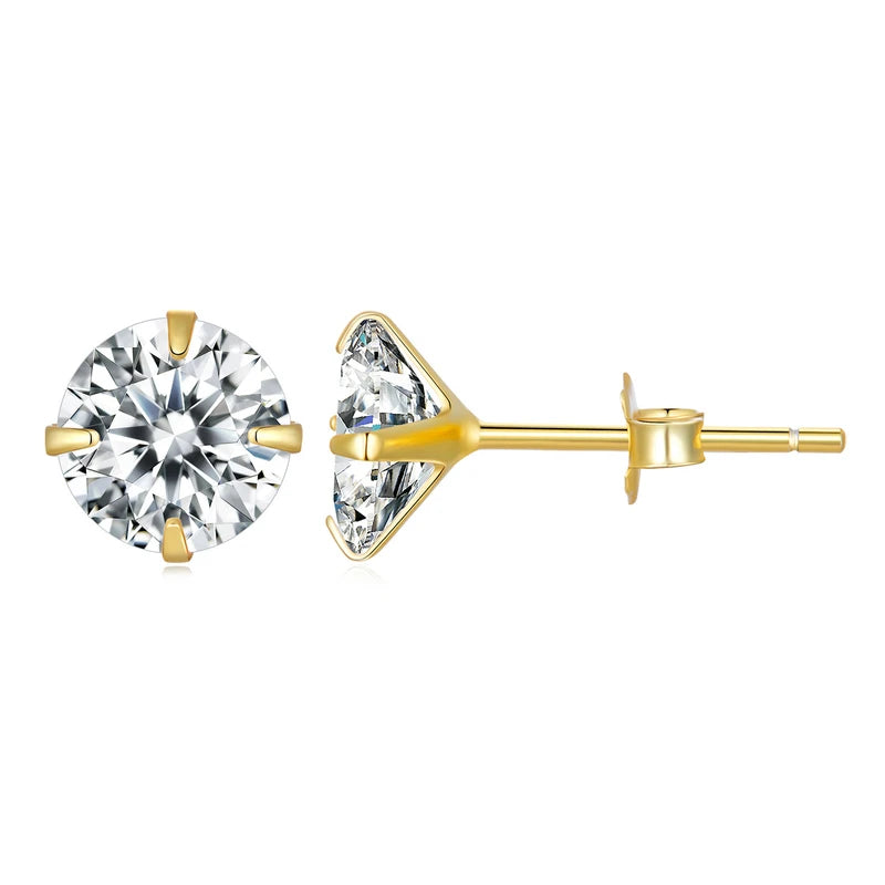 Bamoer CZ Ohrstecker 925 Sterling Silber Platin Beschichtet Runde Zirkonia Hypoallergene Barbell Ohrringe 4-7mm