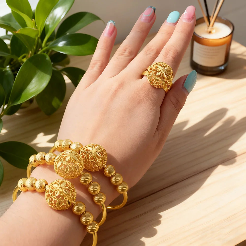 Äthiopisch-hawaiianischer Schmuckarmreif, 18 Karat vergoldet, Armband für Damen, Blumenarmreif, afrikanisch, kostenloser Versand, Valentinstagsgeschenk