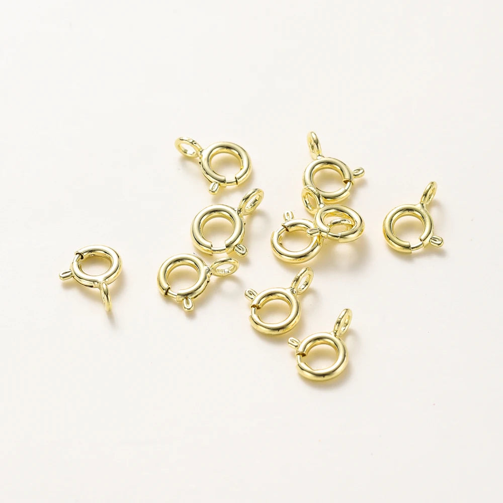 10 Stück/ 14K 18K Gold Runder Federverschluss mit Biegering Offener Verbindungsverschluss für DIY Schmuck Halskette Kettenherstellung Zubehör