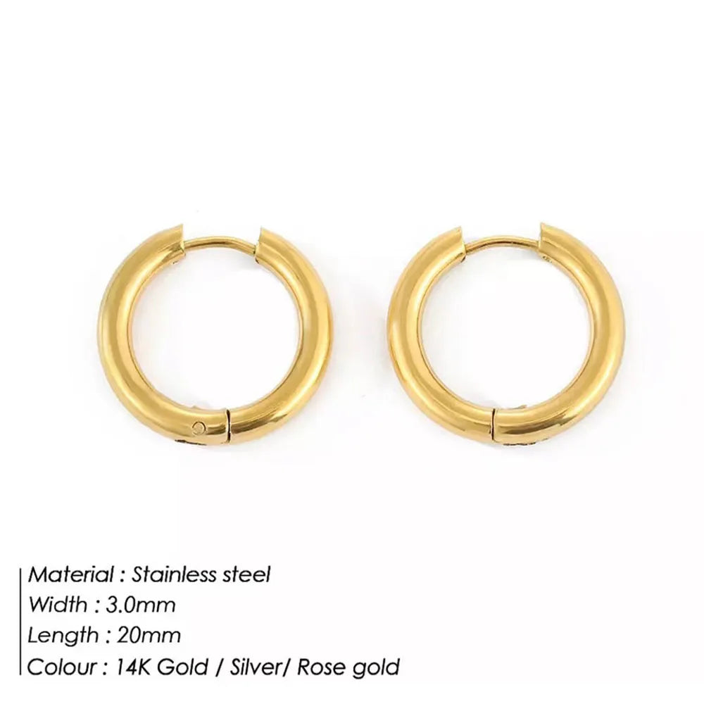 Retro Minimalismus Edelstahl Creolen für Frauen Mädchen Goldfarbene Metall-Kreis-Ohrringe Party Geschenke Einfacher Schmuck
