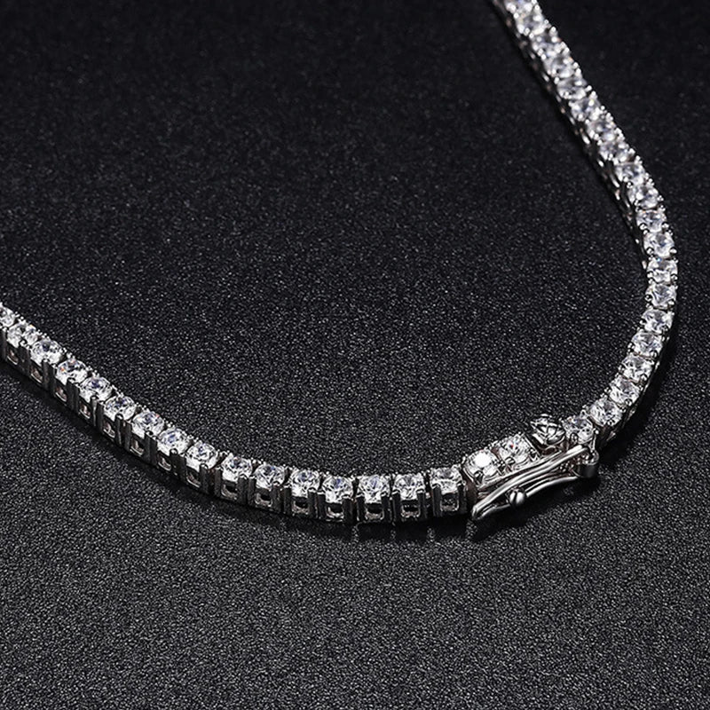 NeeTim Collar de Tenis de Moissanita Completa de 2.5mm Plata de Ley 925 con Chapado en Oro Collares Cadena Fina Joyería para Mujer