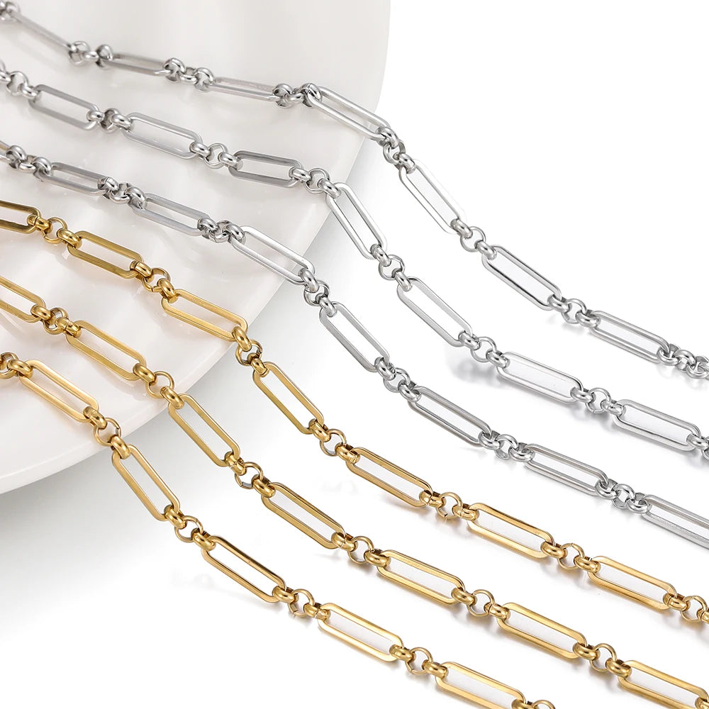 1 Meter/Pack 304 Edelstahl Knotenglieder Gold Stahlfarbe Handgemachte Ketten für DIY Halsketten Armbänder Schmuckherstellung Zubehör