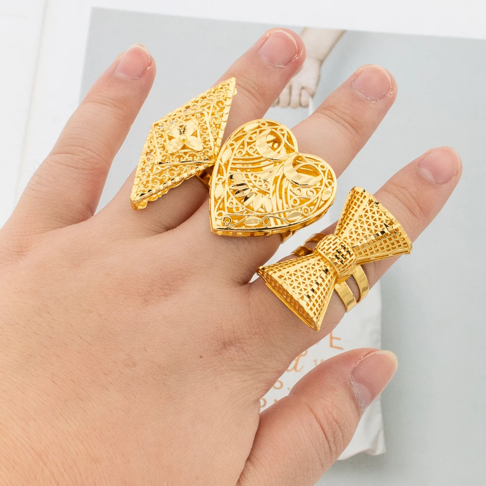 Luxuriöse 18K vergoldete Ringe Kupfer Party Frauen Verstellbare lange Ringe Mode Hochzeit Braut Runde Öffnung Damen Fingerring Geschenk