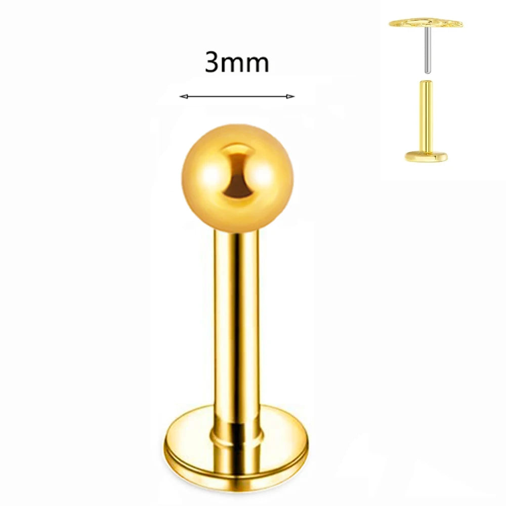 ASTM F136 G23 Titan Labret Piercing Seestern Ohrstecker Biene Blatt Push-In CZ Gewindeloser Knorpel 16/18/20G Körperschmuck
