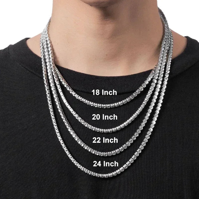 NeeTim Collar de tenis de moissanita real de plata de ley 925 para hombres y mujeres, cadena de cuello con diamantes de laboratorio, joyería fina para fiestas