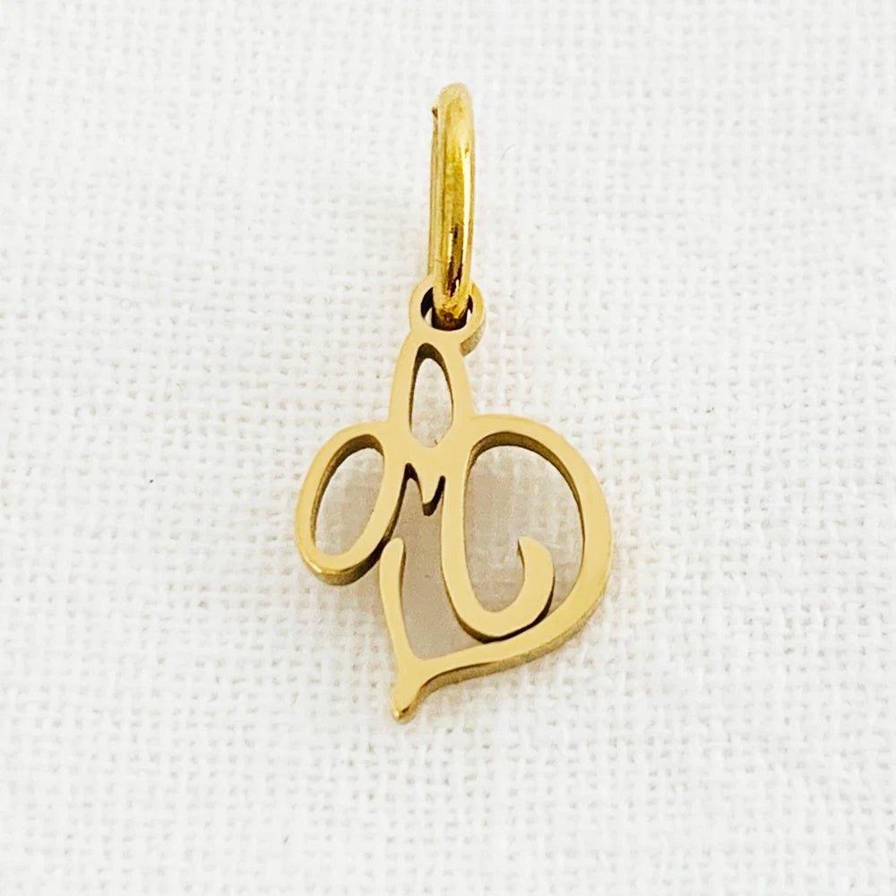 SUNIBI Heart Art Initial Alphabet Pendant DIY Name Customized Birthday Gift Stainless Steel Women Fashion Jewelry A-Z Wholesale
