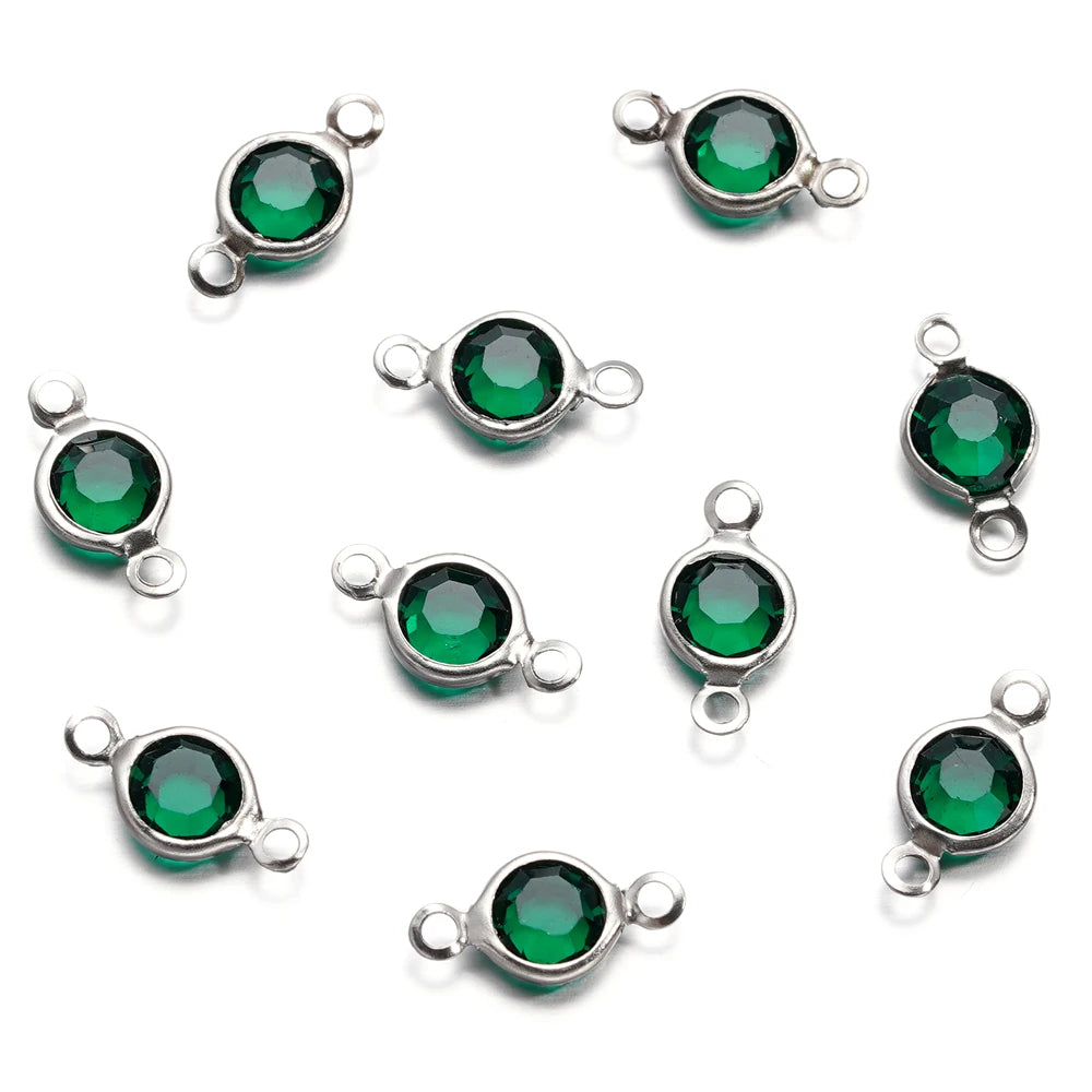10 Stücke/Los Edelstahl Kristall Rund Doppelring Anhänger für DIY Armband Halskette Perlen Schmuckherstellung Zubehör