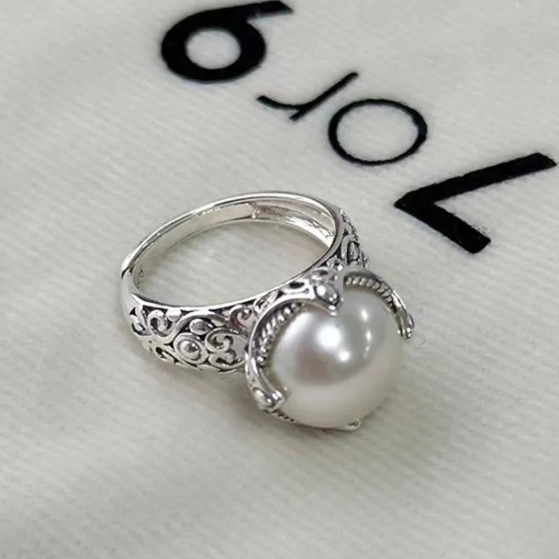 925 Sterling Silber Hohlperlen Verstellbare Ringe für Damen Hochzeit Luxus-Accessoires Dropshipping