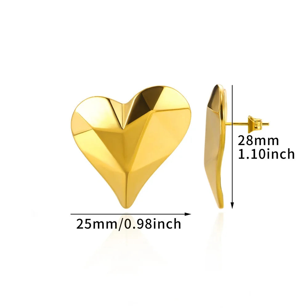 Gotische Herz-Ohrringe für Frauen, Edelstahl, goldene Liebes-Ohrringe, Hochzeitspaar, Piercing-Schmuck, Valentinstagsgeschenk сер