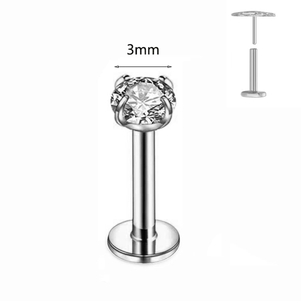 ASTM F136 G23 Titan Labret Piercing Seestern Ohrstecker Biene Blatt Push-In CZ Gewindeloser Knorpel 16/18/20G Körperschmuck