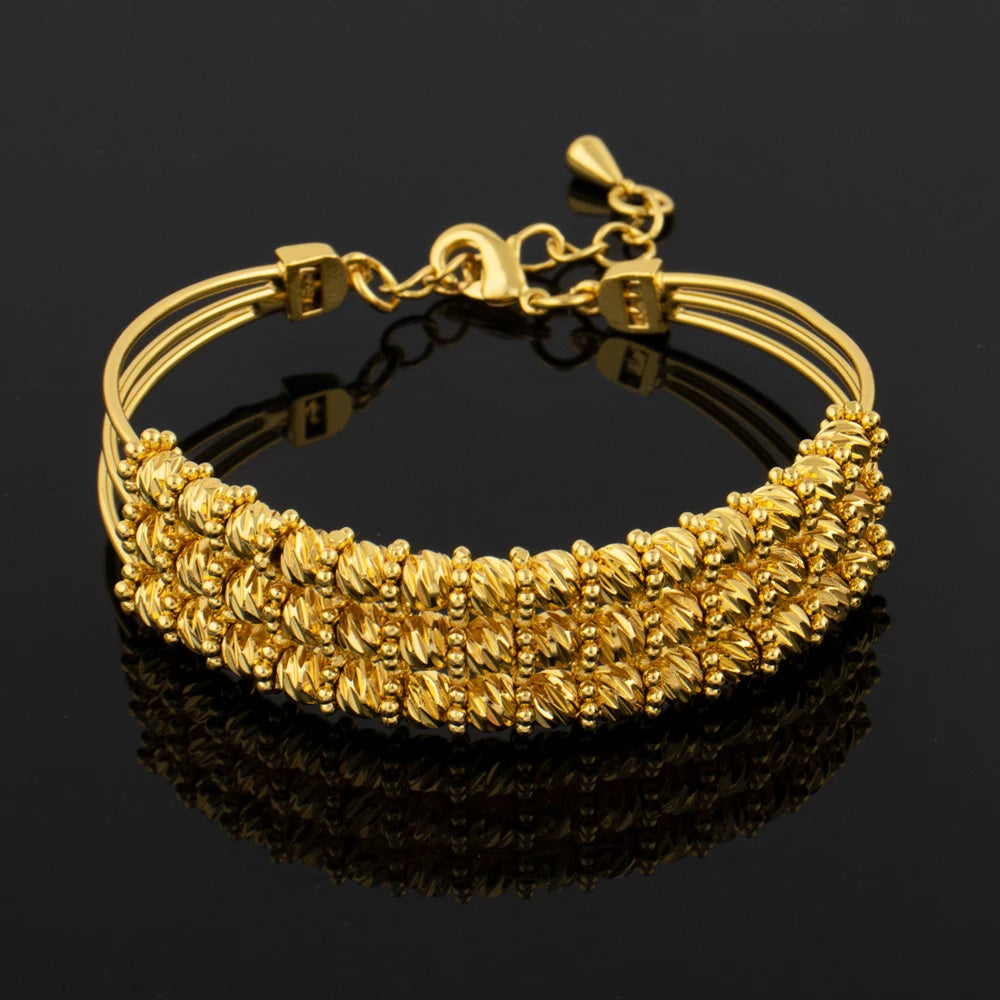 Dubai Damen Goldfarbene Armreifen 18k Goldfarbener Twist Armreif Ring Hochzeit Geburtstag Geschenk Goldfarbener Feinschmuck Geschenke Verblassen Nicht