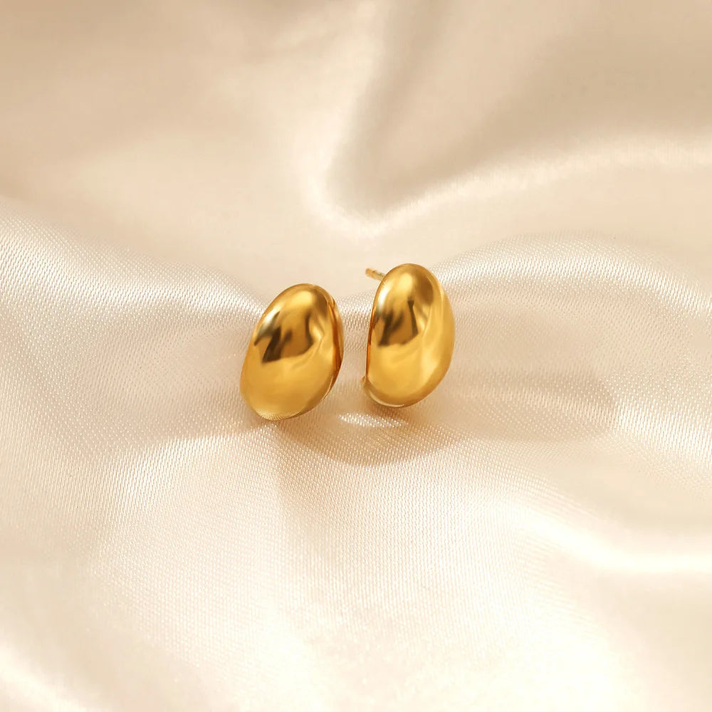 Pendientes de tuerca de acero inoxidable SUNIBI para mujer, color dorado, color plateado, pendientes sencillos, aros gruesos y lisos para esposas, joyería de moda.