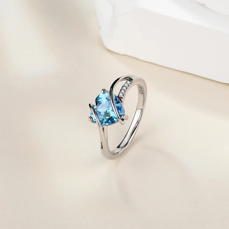 MINTYBOX S925 Sterlingsilber Herz 2.0ct Rubin Ring für Damen Lab Created Spinell Verlobungs-Hochzeitsringe Luxus Feiner Schmuck