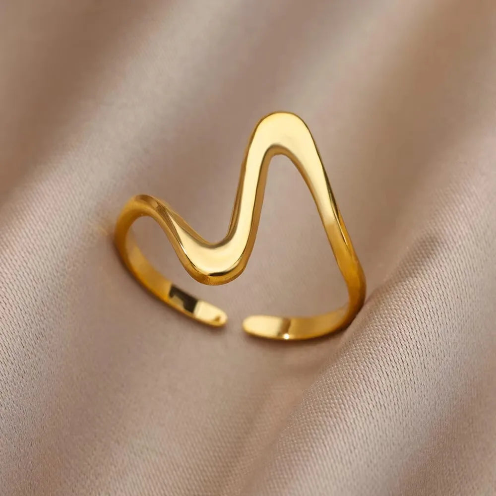 Edelstahl Hohlblume Offene Ringe für Frauen Trendige Ästhetische Hochzeit Paar Ring Femme Schmuck Accessoires Geschenk Anillos