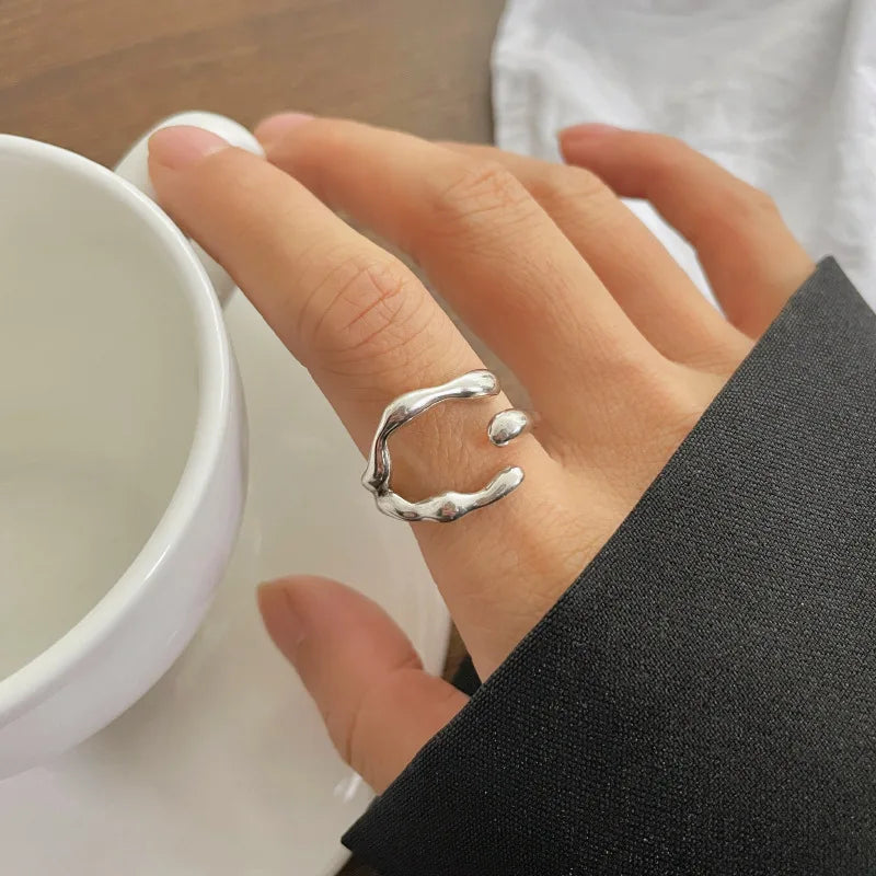 Einfacher Edelstahl Verstellbarer Damenring Statement-Schmuck für Frauen Designer Öffnungsfingerring Großhandel Dropshipping