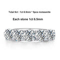 NeeTim 5mm 6.5mm Voll-Moissanit-Ring für Damen, S925 Sterling Silber, Eternity, funkelnder Diamant-Ring, Eheringe, Schmuck