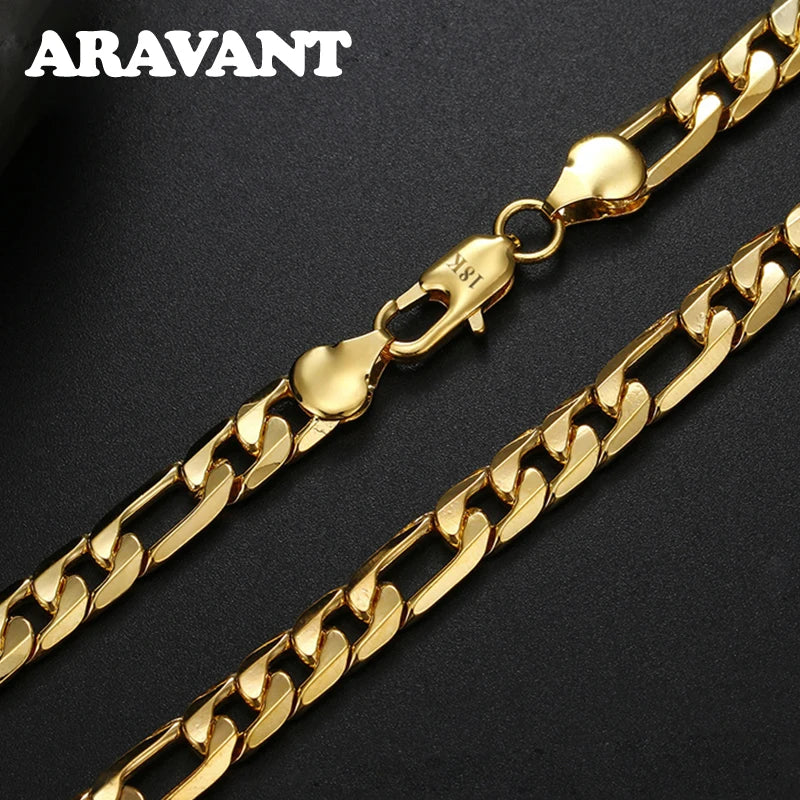 Aravant Plata 925 Oro 18K 8mm Cadenas de Collar Para Hombres Mujeres Joyería de Moda