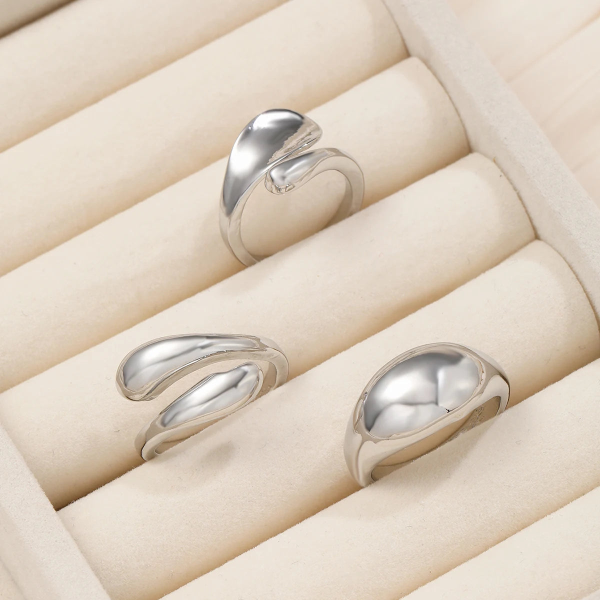 14Pcs/Set Vintage Glatte Offene Ringe Set für Frauen Geometrische Kreative Unregelmäßige Goldfarbe Fingerringe Trendiger Täglicher Schmuck Geschenk