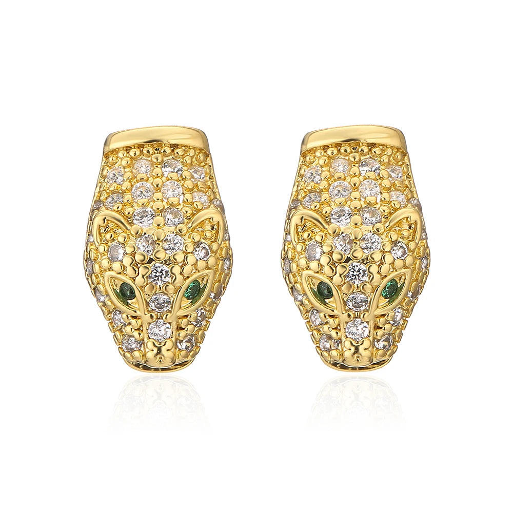 NEWBUY Mode Goldfarbe Tier Ohrhänger für Frauen Einzigartiges Design Leopard Ohrring Statement Damen Party Schmuck
