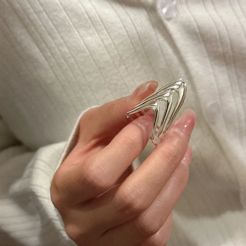 925 Sterling Silber Dreischichtige Kleider Einfache Ringe Für Frauen Paar Luxus-Qualitätsschmuck Schöne Accessoires Geld 925