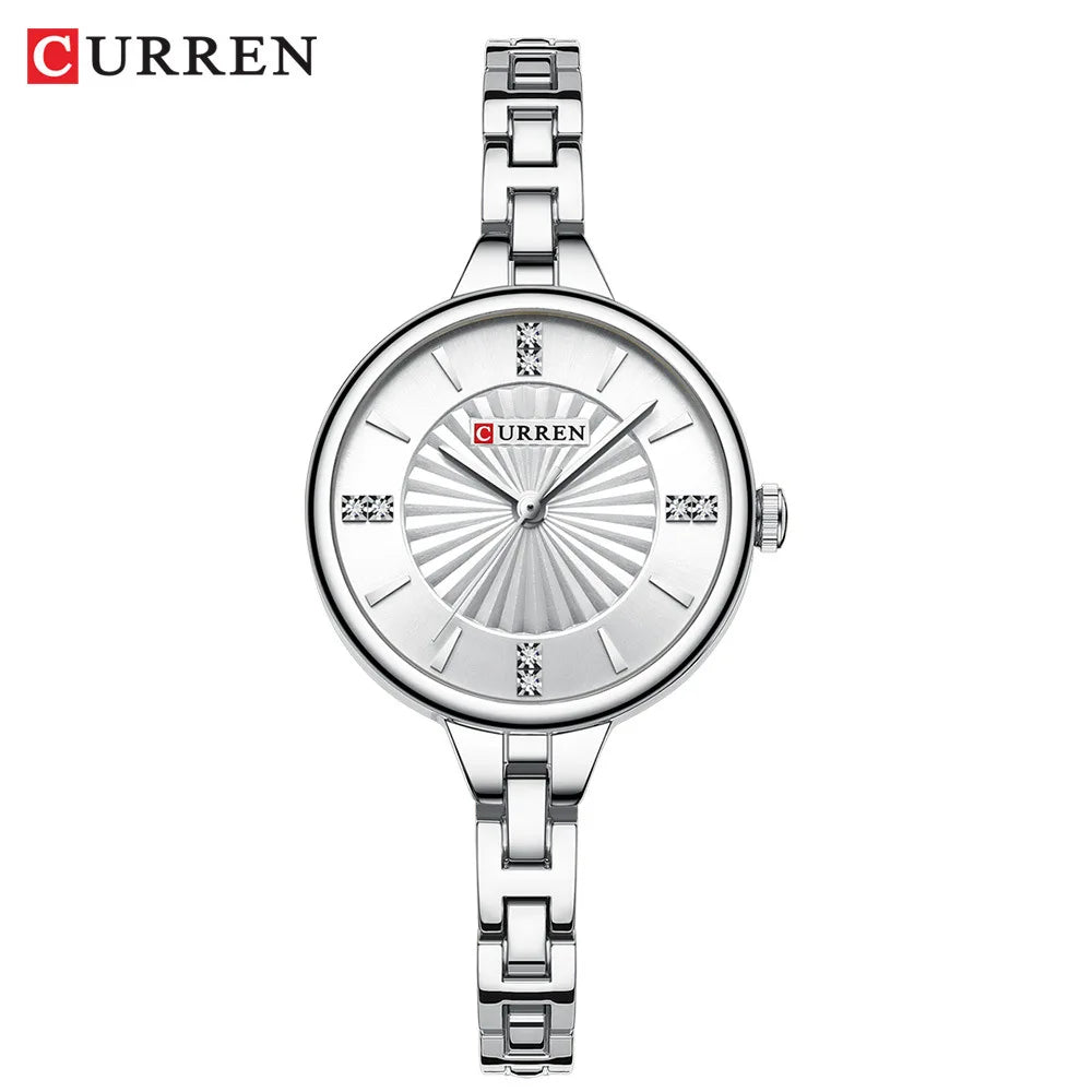 CURREN 9097 Top Brand Women's Quartz Watch Fashion Casual Gold Silver Waterproof Stainless Steel Strap Women's Elegant Watch