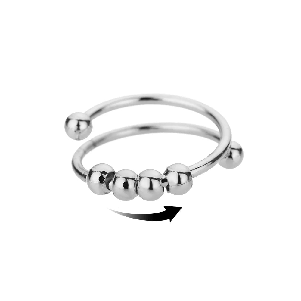 Punk Chunky Ball Ringe für Frauen Männer Gold Farbe Edelstahl Angstperlen Ring Trendy Schmuck Finger Accessoires Geschenk BFF