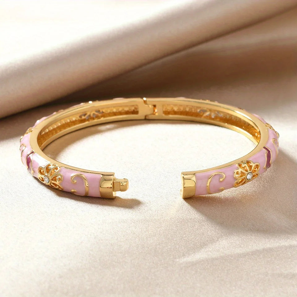 1 Stück chinesisches Armband im Retro-Stil, Emaille, blau-weißes Porzellan-Element, Damenarmband, exquisites, elegantes Damen-Schmuckstück