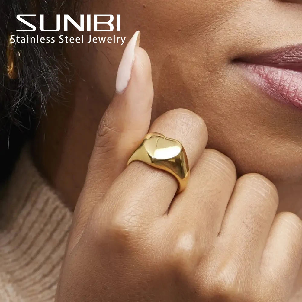 Romantischer Edelstahlring für Damen, herzförmiger Geburtstagsgeschenk, Eheringe, luxuriöse Qualität, Schmuck, Großhandel, Dropshipping