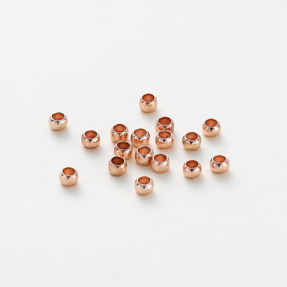 100 Stück/Los 1,5/2/2,5 mm 14K/18K Vergoldete Messing-Positionierungsperlen für DIY Armband Halskette Schmuckherstellungszubehör
