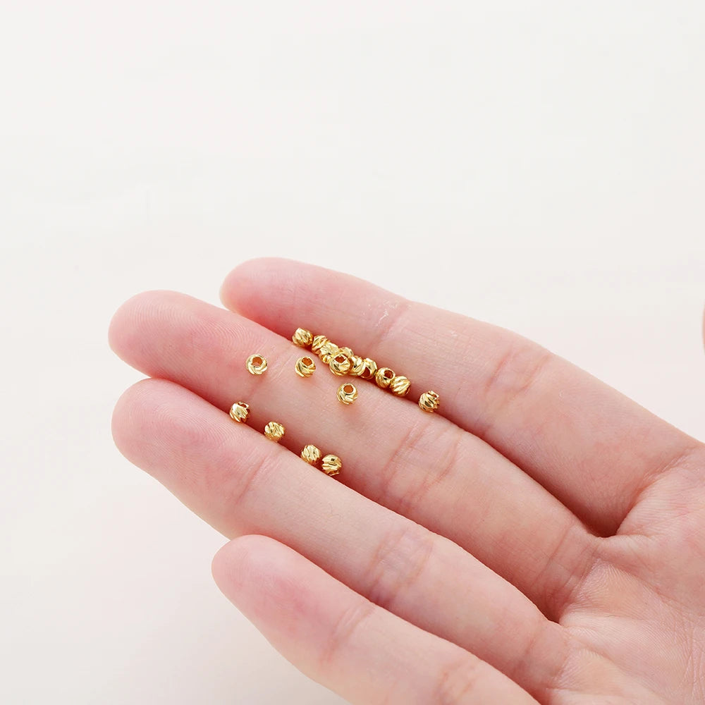 20 Stück/Lot 14K 18K Gold Runde lose Perlen Armband Halskette Spacer Messingperlen für DIY Ohrringherstellung Zubehör Großhandel Erkenntnisse