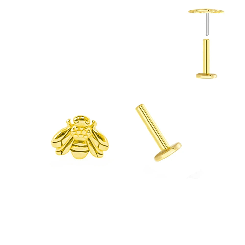 ASTM F136 G23 Titan Blattzweig Push-In Threadless Labret Piercing 16/18/20G Ohrstecker Knorpel Großhandel Körperschmuck