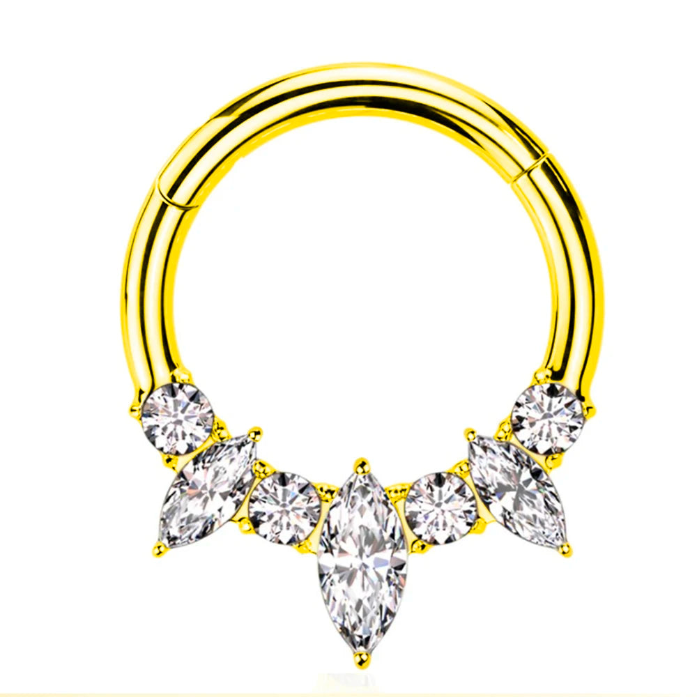 316L Chirurgischer Stahl Segment Nasenring Zirkon Septum Clicker Ohrknorpel Helix Daith Hoop Körperschmuck Piercing
