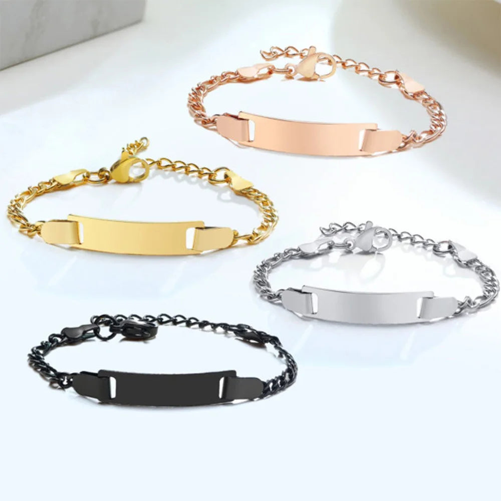 Baby Kinderarmband, Edelstahl-Kettenarmband verstellbar ohne Namen, Mädchen Junge Kinder Geburtstagsgeschenk