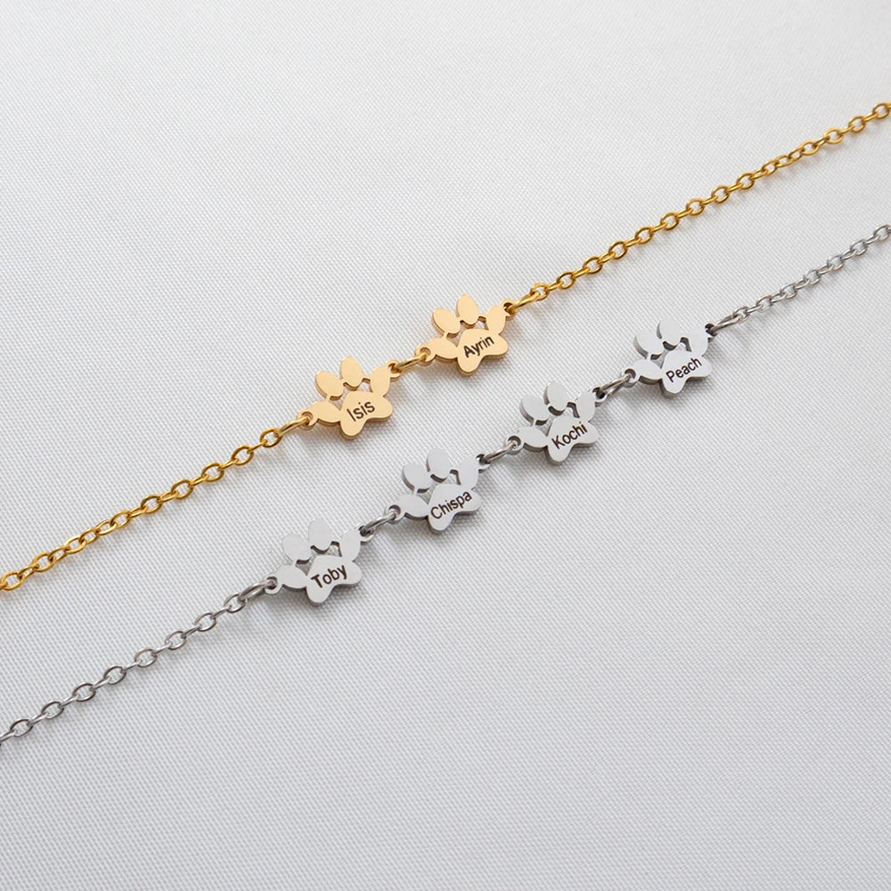 Minimalist Claw Bracelet Customized Engraved Name Bracelet Personalized Stainless Steel Dog Claw Bracelet