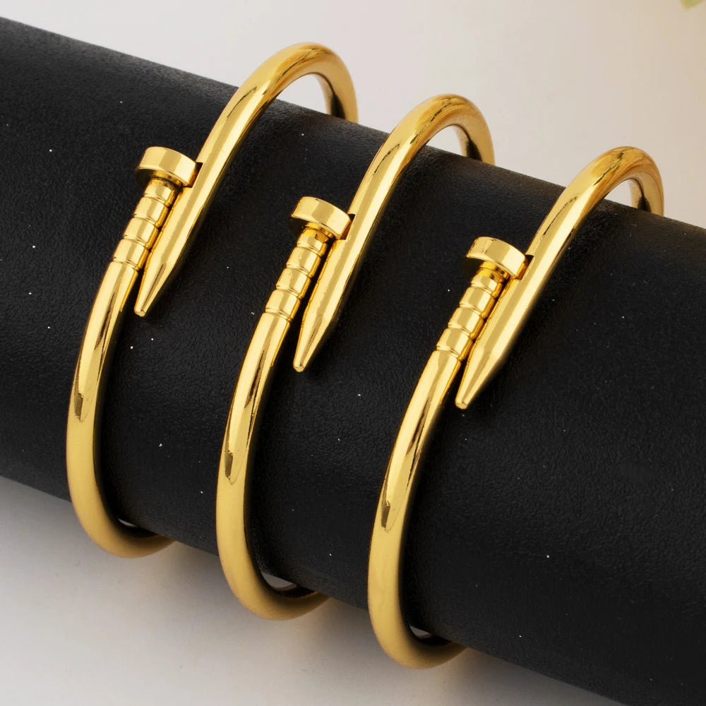 316L Edelstahl vergoldetes Armband Mode Persönlichkeit Einfach Punk Retro Hip-Hop Hohes Temperament Armband