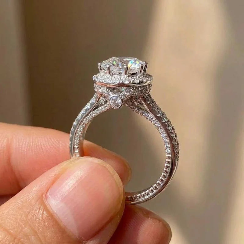 Anillos de plata de ley 925 de moda para mujer con circonita cúbica brillante, anillos de compromiso de lujo, joyería fina para bodas y fiestas