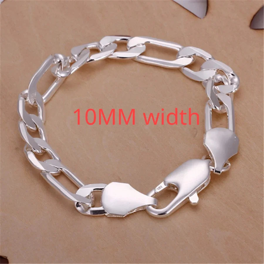 Edles 925er Sterlingsilber Quadratisches Massives Kettenarmband für Frauen Männer Charm Party Geschenk Hochzeit Modeschmuck Kostenloser Versand